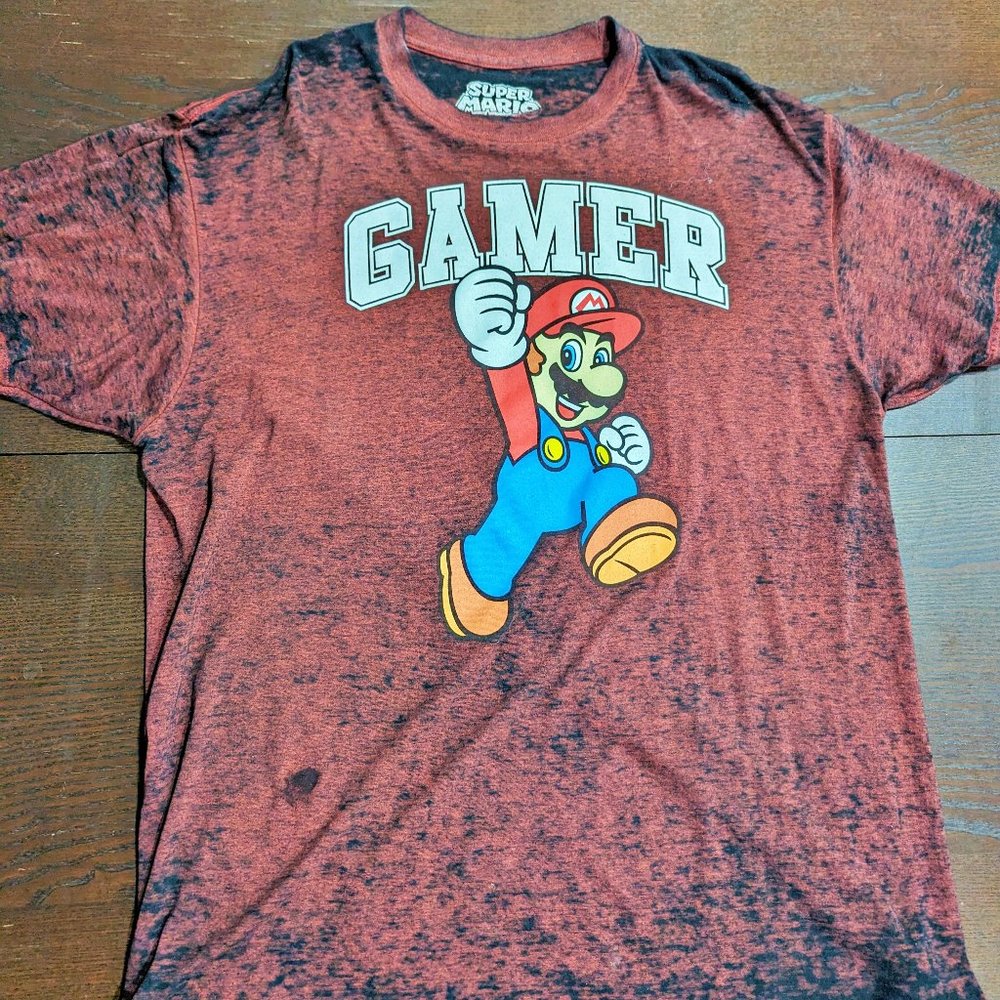 Super Mario Bros T Shirt Men's XL Gamer Gaming Red Athletic Material